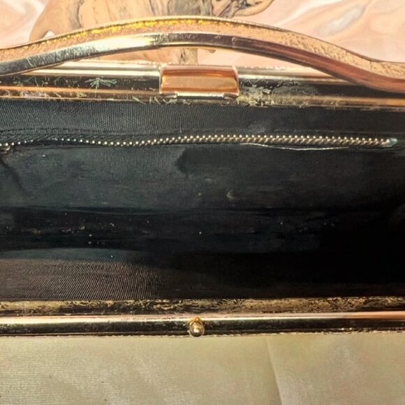 Metallic Gold Evening Clutch with Gold Hardware - Picture 2 of 2